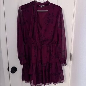 BB Dakota Burgundy Floral Midi Dress
